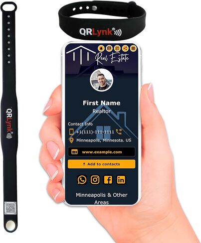 سوار معصم شبكي من السيليكون NFC/QR Code: بطاقة العمل الرقمية الخاصة بك والرابط الحيوي - بدون تطبيق/بدون اشتراك - مثالي لرجال الأعمال ومحبي التكنولوجيا (أسود) in Kuwait