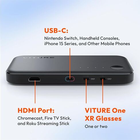 VITURE One Dock Pack: XR/AR Glasses & Mobile Dock, Compatible with Nintendo Switch, Switch OLED, Handhelds, Fire TV, Chromecast, Direct Play on PS/Xbox | Co-op & Movie Sharing | 13000mAh (Jet Black) in Kuwait