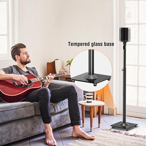 زوج حامل مكبر صوت ELIVED لجهاز Sonos One، One SL، Play: 1، حامل مكبر صوت قابل لضبط الارتفاع حتى 43.4 بوصة، مجموعة من 2 حامل مكبر صوت محيطي مع إدارة الكابلات، تحميل 11 رطل، أسود in Kuwait