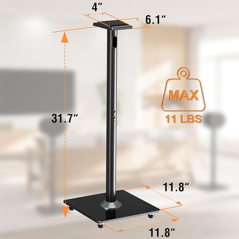حامل مكبر صوت ELIVED لـ Sonos Era 300، حامل مكبر صوت بارتفاع 31.7 بوصة، يحمل كل منها ما يصل إلى 11 رطل، حامل مكبر صوت محيطي على الرف الأرضي، إدارة كابلات مدمجة، أسود، زوج واحد in Kuwait