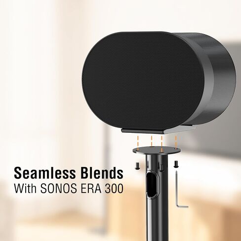 حامل مكبر صوت ELIVED لـ Sonos Era 300، حامل مكبر صوت بارتفاع 31.7 بوصة، يحمل كل منها ما يصل إلى 11 رطل، حامل مكبر صوت محيطي على الرف الأرضي، إدارة كابلات مدمجة، أسود، زوج واحد in Kuwait