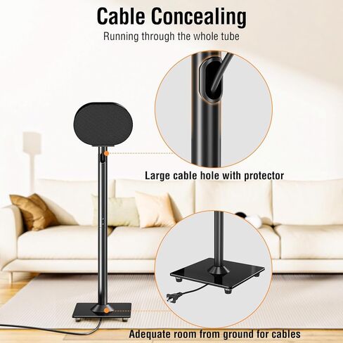 حامل مكبر صوت ELIVED لـ Sonos Era 300، حامل مكبر صوت بارتفاع 31.7 بوصة، يحمل كل منها ما يصل إلى 11 رطل، حامل مكبر صوت محيطي على الرف الأرضي، إدارة كابلات مدمجة، أسود، زوج واحد in Kuwait