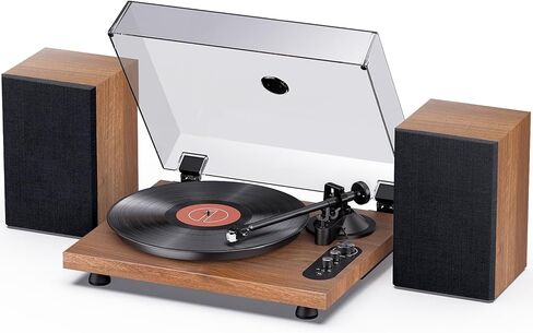 1 BY ONE Record Player, Hi-Fi System Bluetooth Turntable Players with Stereo Bookshelf Speakers, Phono Preamp, AT-3600L, Adjustable Counterweight, Bluetooth Output&Input, 2-Speed Belt Drive in Kuwait