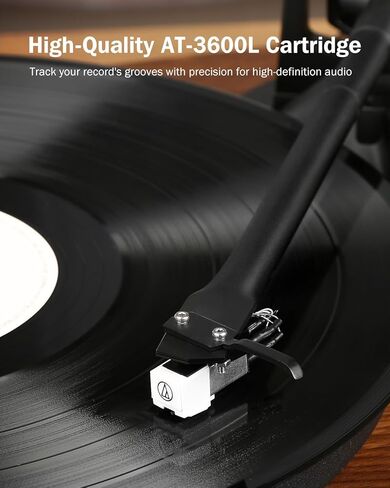 1 BY ONE Record Player, Hi-Fi System Bluetooth Turntable Players with Stereo Bookshelf Speakers, Phono Preamp, AT-3600L, Adjustable Counterweight, Bluetooth Output&Input, 2-Speed Belt Drive in Kuwait