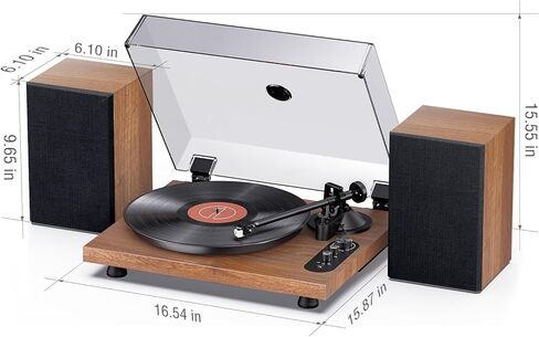 1 BY ONE Record Player, Hi-Fi System Bluetooth Turntable Players with Stereo Bookshelf Speakers, Phono Preamp, AT-3600L, Adjustable Counterweight, Bluetooth Output&Input, 2-Speed Belt Drive in Kuwait