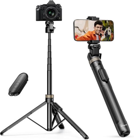 Sensyne 72" Phone Tripod, Extendable Tripod for iPhone & Selfie Stick with Detachable Phone Holder & Wireless Remote, iPhone Tripod Compatible with All Cell Phones, Camera in Kuwait