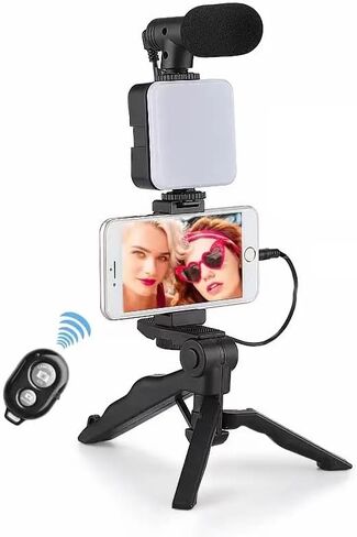مجموعة تسجيل الفيديو Grip للهواتف الذكية، لأجهزة Apple وAndroid، تتضمن كابل USB-C وiPhone Lightning، ومجموعة YouTube للمبتدئين، ومعدات البودكاست، وحامل ثلاثي القوائم، وميكروفون Shotgun، وإضاءة LED، وحامل هاتف in Kuwait