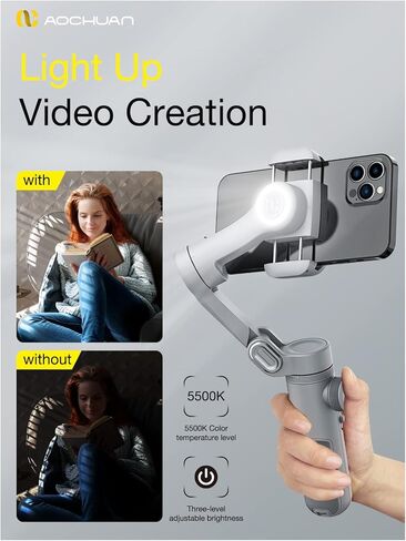 مثبت انحراف احترافي للهواتف الذكية مع شاشة شحن لاسلكية OLED وعجلة تركيز بإضاءة LED، مثبت انحراف للهاتف ثلاثي المحاور لهاتف iPhone 15 14 13 12 Pro/Max/Xs Galaxy S23-AOCHUAN Smart X Pro in Kuwait