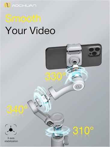 مثبت انحراف احترافي للهواتف الذكية مع شاشة شحن لاسلكية OLED وعجلة تركيز بإضاءة LED، مثبت انحراف للهاتف ثلاثي المحاور لهاتف iPhone 15 14 13 12 Pro/Max/Xs Galaxy S23-AOCHUAN Smart X Pro in Kuwait