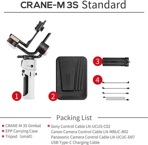 Zhiyun Crane M3S Handheld Gimbal 3-Axis Stabilizer All in One Design for Mirrorless Cameras Like Sony,Canon,Smartphone Like iPhone,Sumsung,Action Cameras Like Gopro (Crane M3 Upgrade Version in 2023) in Saudi Arabia