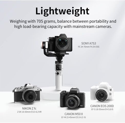 Zhiyun Crane M3S Handheld Gimbal 3-Axis Stabilizer All in One Design for Mirrorless Cameras Like Sony,Canon,Smartphone Like iPhone,Sumsung,Action Cameras Like Gopro (Crane M3 Upgrade Version in 2023) in Saudi Arabia