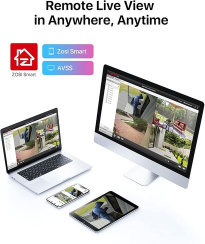 ZOSI 3K Lite 8CH Security Camera System with AI Human/Vehicle Detection,Night Vision,H.265+ 5MP 8Channel CCTV DVR with 1TB Hard Drive,8pcs 1920TVL 1080p Outdoor Indoor Cameras,for Home 24/7 Recording in Kuwait