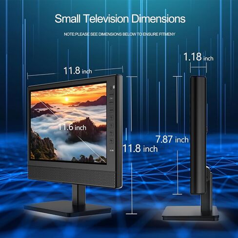 12inch Portable TV,FHD 1080P Screen Mini TV with Antenna and Digital ATSC Tuner,Rechargeable Battery Operated,HDMI/USB Port,12 Volt Charger Cable/AC Power,TV for Caravan and Kitchen in Saudi Arabia