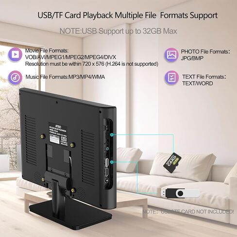 12inch Portable TV,FHD 1080P Screen Mini TV with Antenna and Digital ATSC Tuner,Rechargeable Battery Operated,HDMI/USB Port,12 Volt Charger Cable/AC Power,TV for Caravan and Kitchen in Saudi Arabia