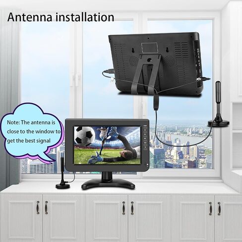 تلفزيون محمول 12 بوصة، تلفزيون صغير بشاشة FHD 1080 بكسل مع هوائي وموالف ATSC رقمي، بطارية قابلة لإعادة الشحن، منفذ HDMI/USB، كابل شاحن 12 فولت/طاقة تيار متردد، تلفزيون للقافلة والمطبخ in Saudi Arabia