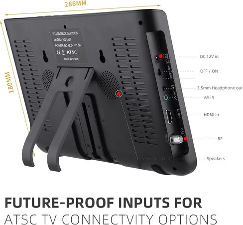 تلفزيون محمول 12 بوصة، تلفزيون صغير بشاشة FHD 1080 بكسل مع هوائي وموالف ATSC رقمي، بطارية قابلة لإعادة الشحن، منفذ HDMI/USB، كابل شاحن 12 فولت/طاقة تيار متردد، تلفزيون للقافلة والمطبخ in Saudi Arabia