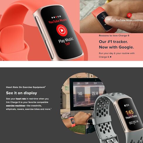 Fitbit Charge 6 Fitness Tracker Watch (Black) Bundle with 2 Watch Bands, 3.3foot Charge Cable, Wall Adapter, Screen Shields & Cloth Compatible with Fitbit in Saudi Arabia