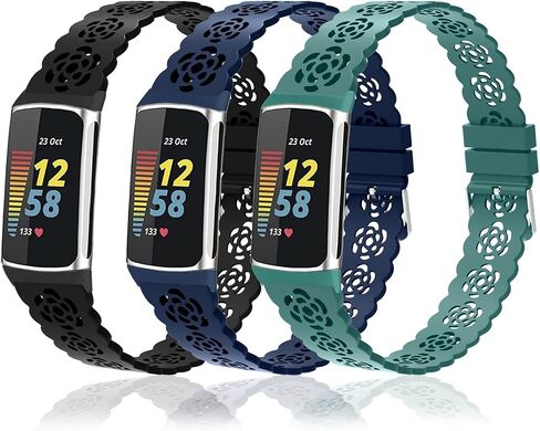 3 قطع من أربطة النايلون المرنة والسيليكون النحيفة المتوافقة مع Fitbit Charge 6/ Charge 5، قابلة للتعديل وقابلة للتنفس، حلقة نايلون قابلة للتمدد وحزام معصم رياضي من السيليكون للنساء والرجال in Saudi Arabia