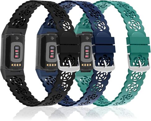 3 قطع من أربطة النايلون المرنة والسيليكون النحيفة المتوافقة مع Fitbit Charge 6/ Charge 5، قابلة للتعديل وقابلة للتنفس، حلقة نايلون قابلة للتمدد وحزام معصم رياضي من السيليكون للنساء والرجال in Saudi Arabia