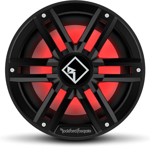 Rockford Fosgate M2D2-10SB Color Optix 10" DVC 2-Ohm متعدد الألوان LED مضخم صوت بحري مضاء لعلبة محكمة الغلق - أسود/ستانلس ستيل in Saudi Arabia