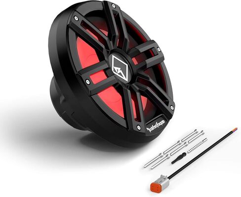 Rockford Fosgate M2D2-10SB Color Optix 10" DVC 2-Ohm متعدد الألوان LED مضخم صوت بحري مضاء لعلبة محكمة الغلق - أسود/ستانلس ستيل in Saudi Arabia