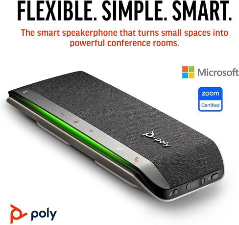 مكبر صوت ذكي Poly - Sync 40 (Plantronics) - مساحات عمل مرنة - يمكن توصيله بجهاز الكمبيوتر/Mac عبر كابل USB-A/USB-C المدمج والهواتف الذكية عبر البلوتوث - يعمل مع الفرق والتكبير والمزيد، أسود in Saudi Arabia