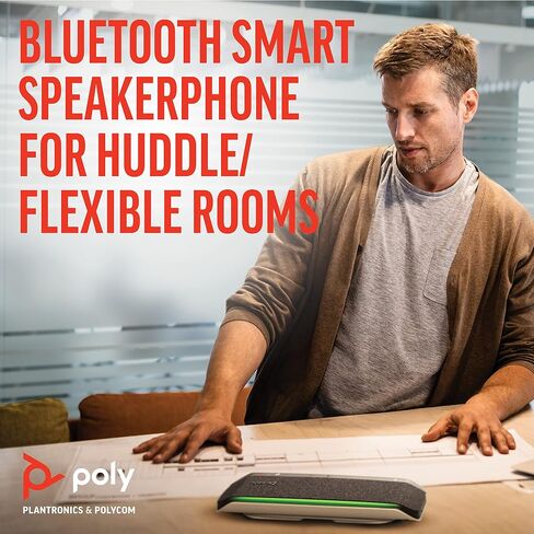 مكبر صوت ذكي Poly - Sync 40 (Plantronics) - مساحات عمل مرنة - يمكن توصيله بجهاز الكمبيوتر/Mac عبر كابل USB-A/USB-C المدمج والهواتف الذكية عبر البلوتوث - يعمل مع الفرق والتكبير والمزيد، أسود in Saudi Arabia