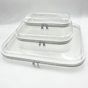 Clear Hard Shell Zipper Case,Clear Plastic Storage Pouch Bags With Zipper (Clear, Small+Medium+Large) in Kuwait