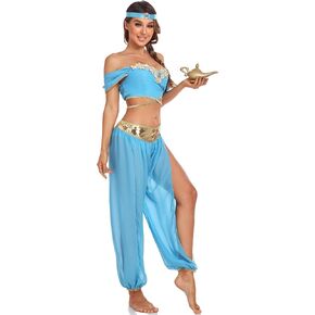 Arabian Princess Fairy Costume Set, Women Halloween Cosplay Dress up Outfit