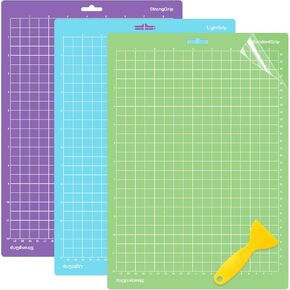 WISYOK 12x8.5 Inch Cutting Mats for Cricut Joy Xtra, 3-Pack Reusable Adhesive Mats (Standard, Light, Strong Grip) for Crafts, Quilting, Sewing