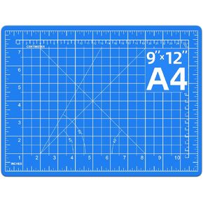 DIYSELF Cutting Mat 9''×12'', Cutting Mats for Crafts, Self Healing Cutting Mat A5, Rotating Cutting Mat for Sewing & Quilting, Fabric Cutting Mat Double Sided, Craft Mat for Desktop (Blue, A4)