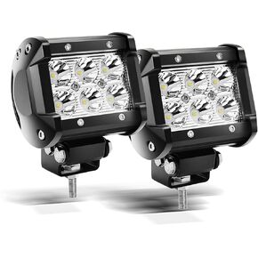 Nicoko 18W LED Light Pods 2PCS Led Off Road Spotlight 1800LM Super Bright Driving Light Led Work Light for Trucks, IP68 Waterproof