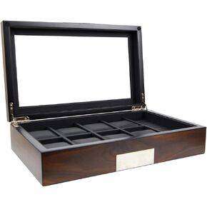 Watch Man 8-Slot Wooden Luxury Watch,Cufflink and Ring Display Case and Jewelry Organizer