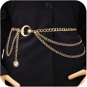 MODRSA Chain Belt Gold Chain Belt Chain Belts for Women Fashion Gold Belt Chain Silver Waist Chain Belt Star Chain Belt Metal Chain Belt Moon Butterfly Rhinestone Chain Belt Layered Waist Belt