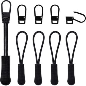 6pcs Zipper Pull Replacement, Metal Zipper Head Cord Extender Small Broken Zipper Tab Repair Kit Mini String Handle Mend Fixer Zipper Tab Tags for Luggage Clothing Backpack Jackets Pants
