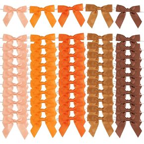 AIMUDI 5 Colors Dusty Rose Twist Tie Bows 3.5" Premade Satin Ribbon Bows for Gift Wrapping Pre-Tied Rose Pink Bows for Crafts, Wedding Decor, Baby Shower, Birthday, Bridal Shower Favors - 50 Counts