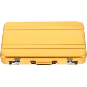 Tofficu Golden Mini Briefcase Metal Business Card Holder - Portable Aluminum Card Case for Professional Image, Large Capacity, Lasting and Lightweight for Business Meetings and Events