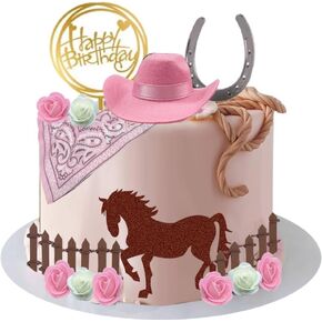 Cowgirl Cake Topper Horse Pink Western Theme Party Favors Supplies