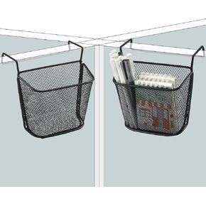 Poeland Cubicle Hanging Basket for Office, Cubicle Accessories Easy Hang-on Metal Mesh Shelf Storage Organizer for Desk Partitions Cubicle Walls (2 pack)