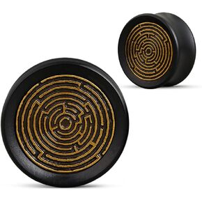 COOEAR Wood Ear Tunnel, Saddle Flared Plugs Piercing, Gauges for Ears Metal Logo Earrings Stretchers.