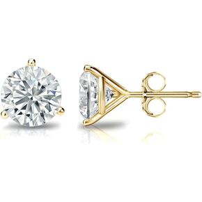 Diamond Wish 18k Gold Round Diamond Stud Earrings (1/6 carat TW, Good, I1-I2) 3-Prong Martini, Push-Back