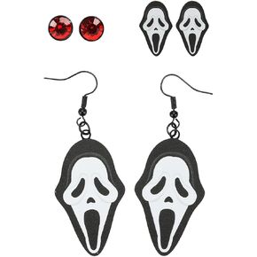 Ghostface Oversized Character and Stud Earrings Set