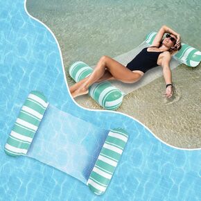 Pool Float Adults 4-in-1 Water Hammock Float,Saddle, Drifter,Lounger Inflatable Pool Floats for Swimming Pool, Beach, Hammock Pool Float