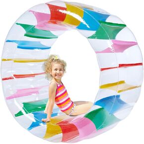 Giant Inflatable Wheel Roller 63" Colorful Water Rolling Wheel Swimming Pool Roller Toy Rolling on The Lawn Lake Beach Party Indoor Outdoor Fun Toys Water Pool Kids Summer - Games Supplies