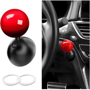 Car Rocker Button Cover, Aluminum Alloy Joystick Push to Start Button Cover, Ball Bar One-Touch Starter Engine Start Button Cover, Interior Decorative Car Accessories (Red)