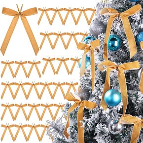 Riceshoot 30 Pcs 5.9 x 7.9 Inch Velvet Christmas Bow, Rustic Crafts Gift Bows Nice for Christmas Tree, Christmas Garland, Large Gifts, Parties, Indoor or Outdoor Christmas Decorations(Burgundy)