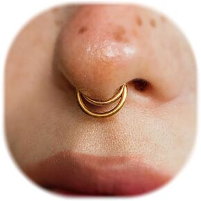 ZMANYIJEW 16G Minimalist Lines Septum Rings Stacked Gold Septum Ring Septum Clicker Nose Ring Piercing for Women Men