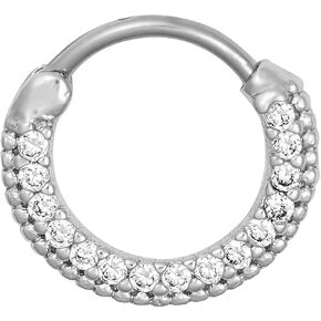 Forbidden Body Jewelry 16g Septum Ring Clicker: 16 Gauge 7/16 Inch Surgical Steel Framed CZ Crystal Pave Hoop Clicker Ring