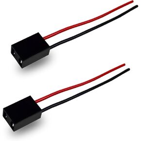 2 Pack H7 Female Wire Connector, Ceramic Pigtail Plug, Double Holes Socket Adapter, Wiring Harness Replacement Kit, Universal for Most Cars, Trucks, SUVs (Red & Black)