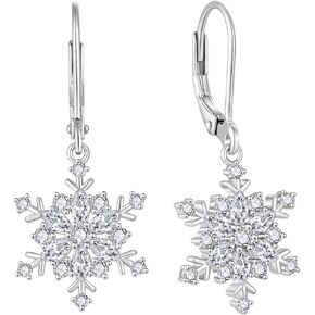 Women Snowflake Pearl Earrings,925 Sterling Silver Snowflake Dangle Drop Earrings for Christmas Thanksgiving Day Jewelry Gifts in Kuwait